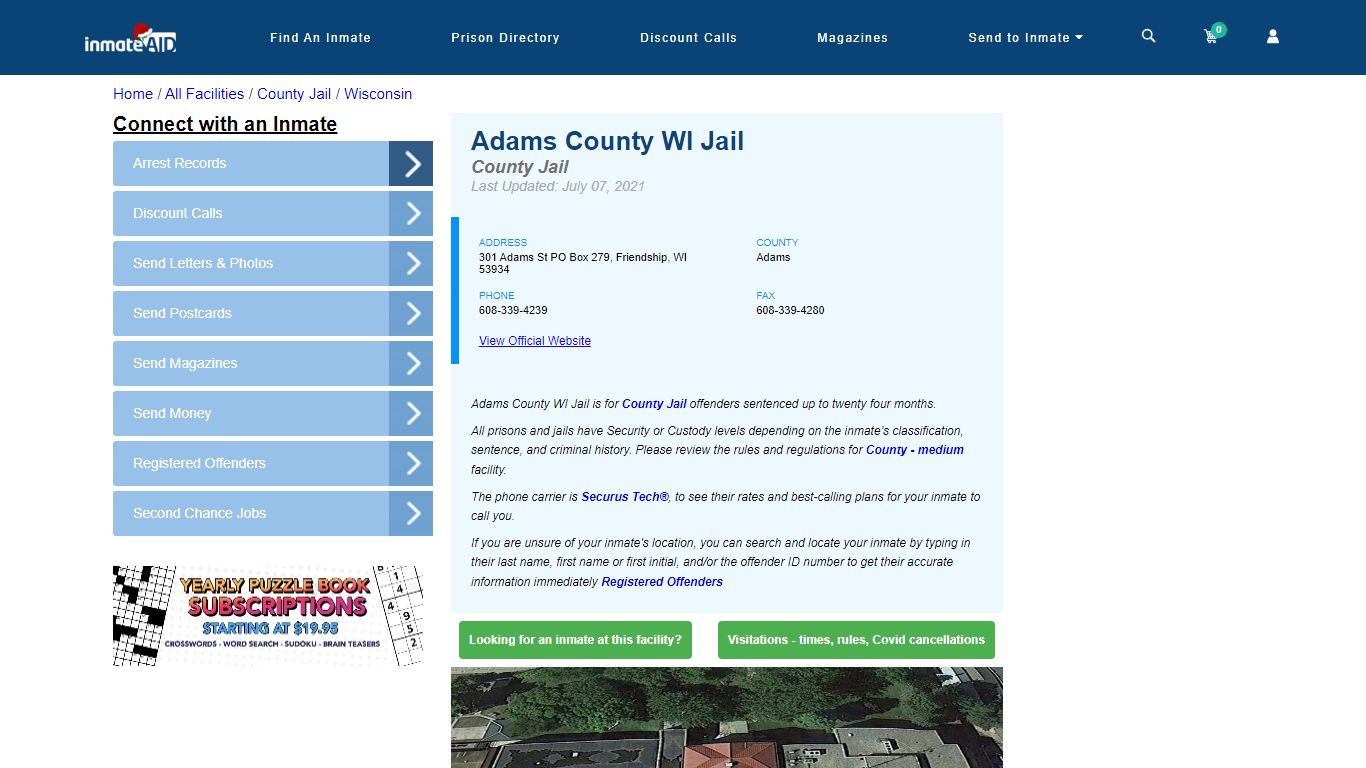 Adams County WI Jail - Inmate Locator - Friendship, WI