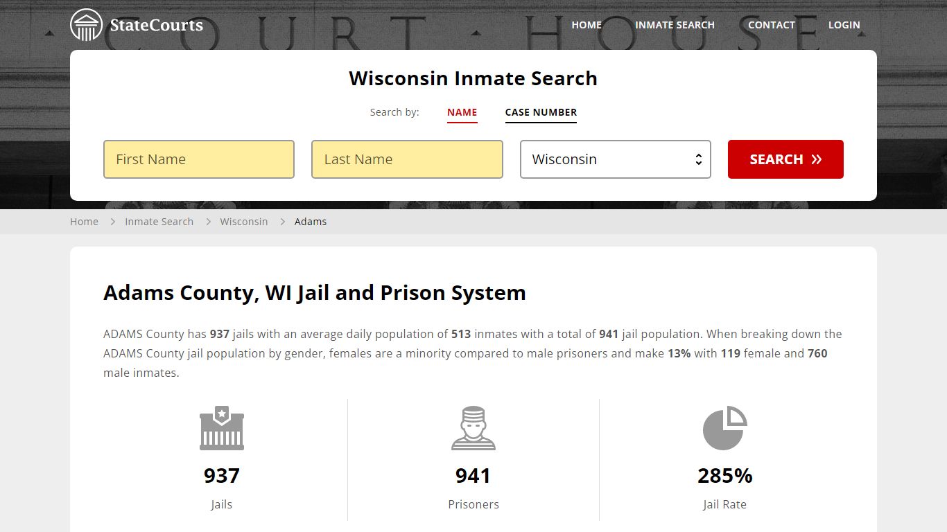 Adams County, WI Inmate Search - StateCourts