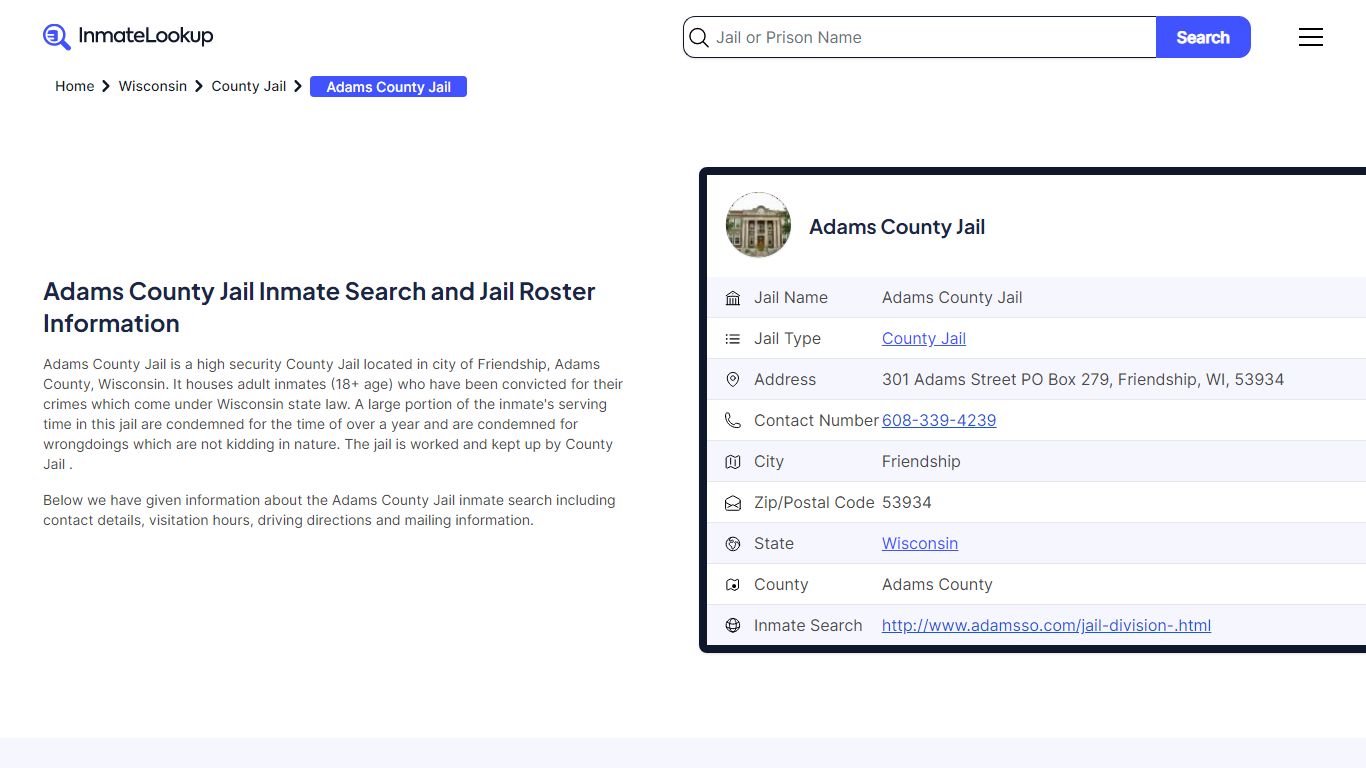 Adams County Jail Inmate Search and Jail Roster Information - Inmate Lookup
